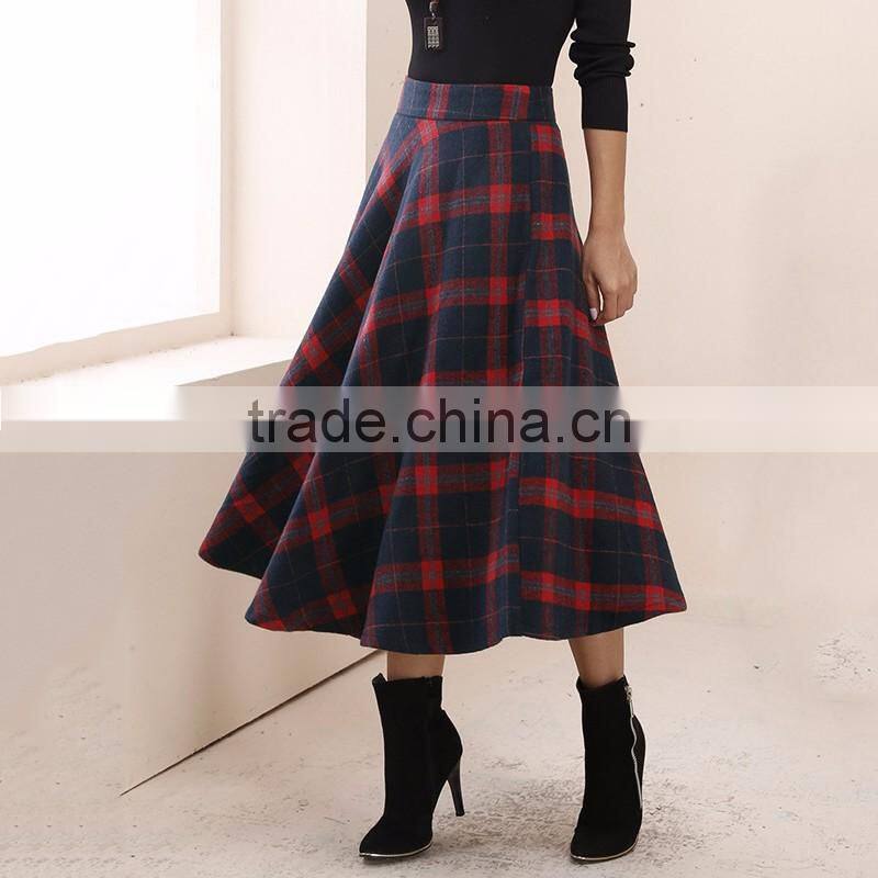 2016 Fashionable pictures ladies school uniform plaid a-line skirts