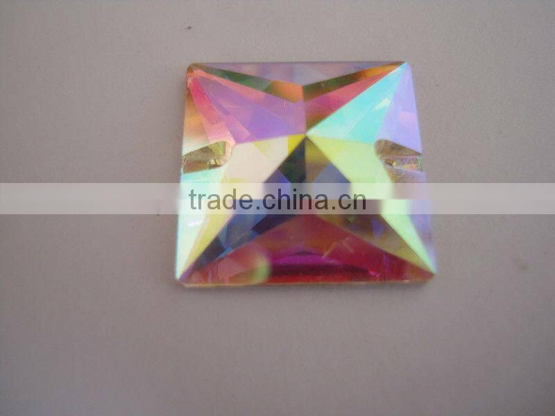 crystal beads square shaped point back for garment