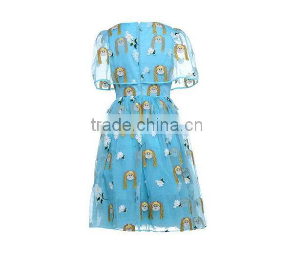 Simple Korean fashion girls' loose fit cartoon embroidered lace famous garments