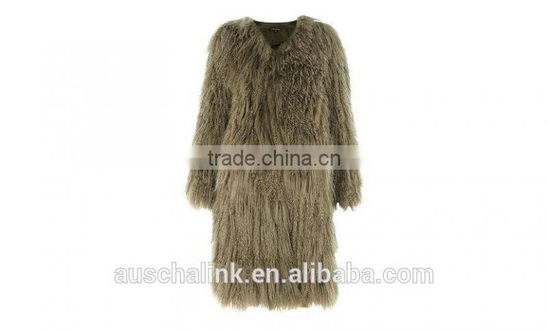 best selling fashion green sheepskin long coats for ladies