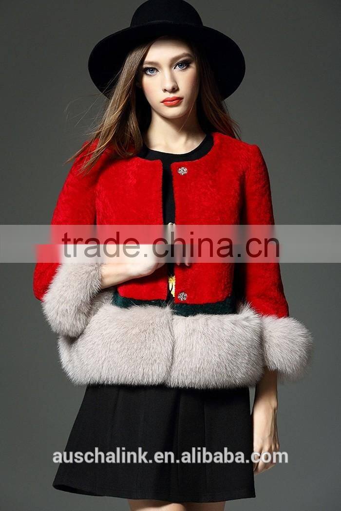 intalian style winter women round neck noble real fox fur coats