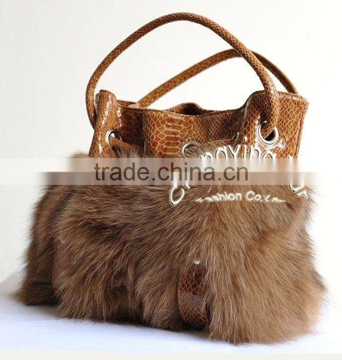 CX-H-27A Good Quality Wholesale Price Genuine Fox Fur Handbag