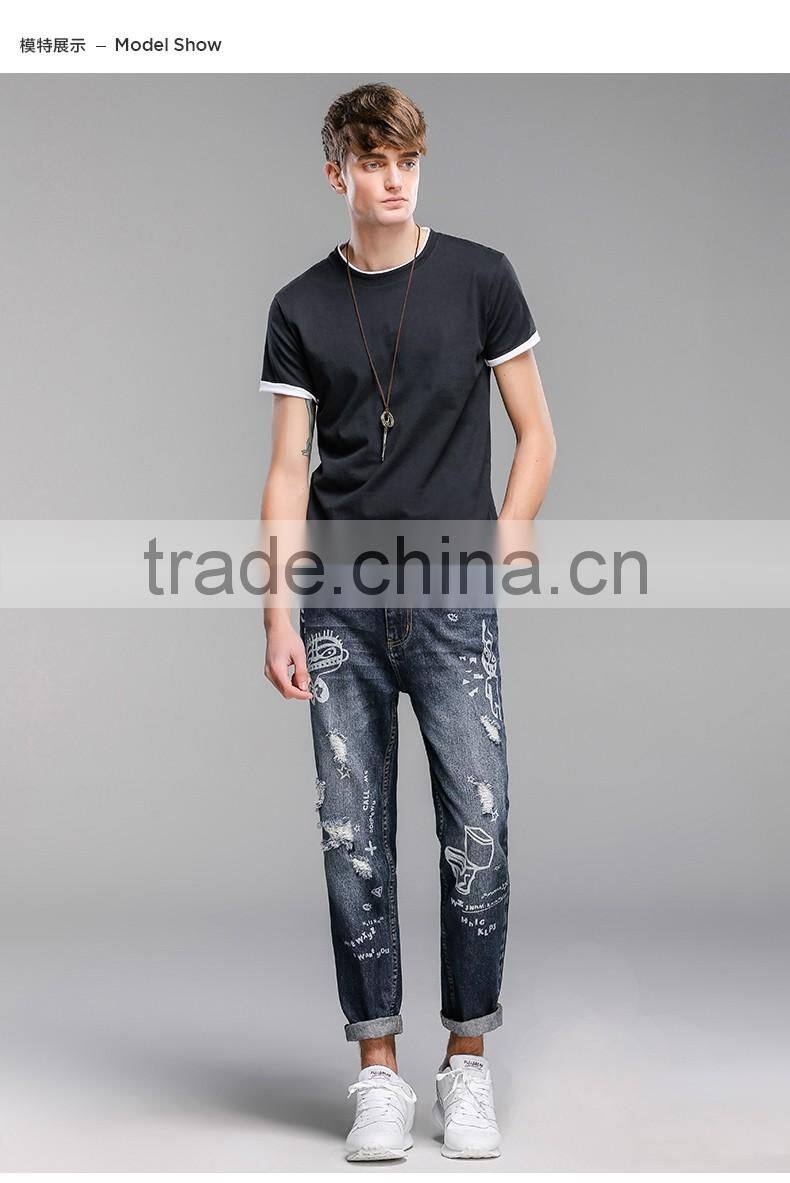 Customized your brand Design Blank Black Longline Hip Hop Tee Shirts