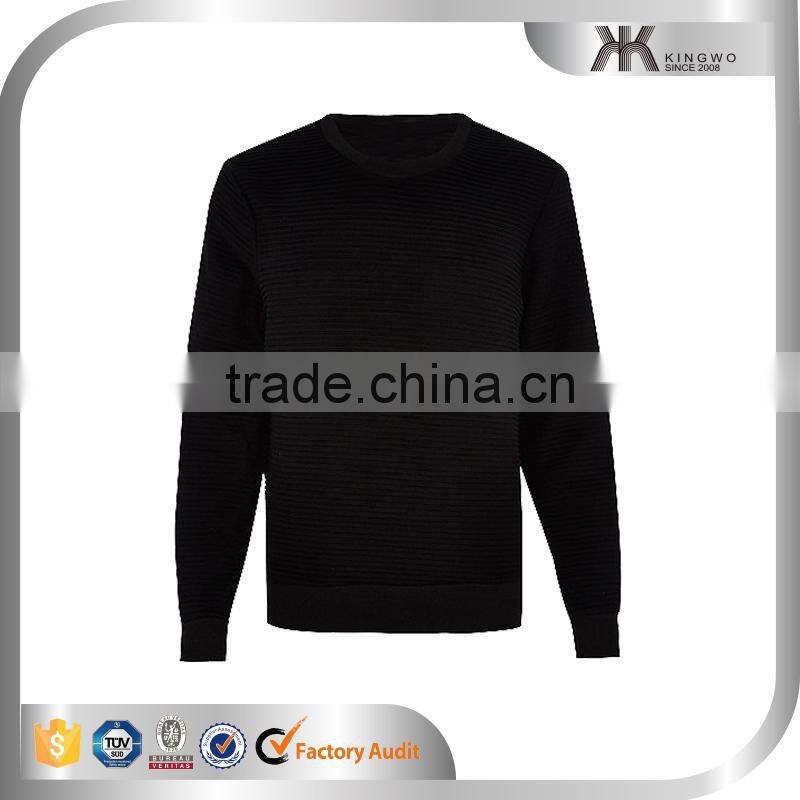 Wholesale Men's OEM Black Crew Neck Sweatshirt with Custom Logo