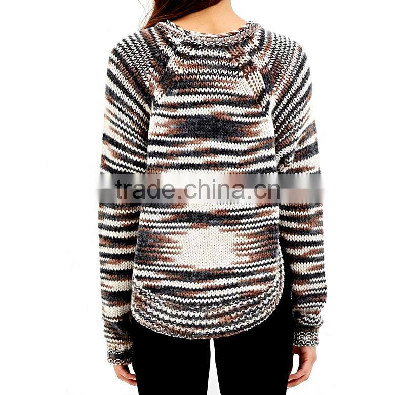 high quality best price long sleeve crew neck round hem ladies winter pullover