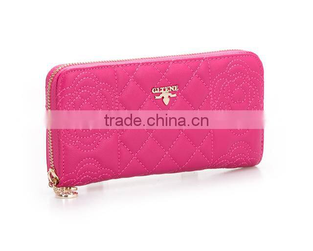 2017 Luxury Fashion Women Wallet Long Purse Bueatiful Flower Embossing Zipper Woman Leather Purse