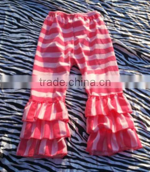 Pure cotton black white stripe baby pant with Triple ruffle Baby Girls Stripes Pants Kids clothing leggings children Ruffle Pant