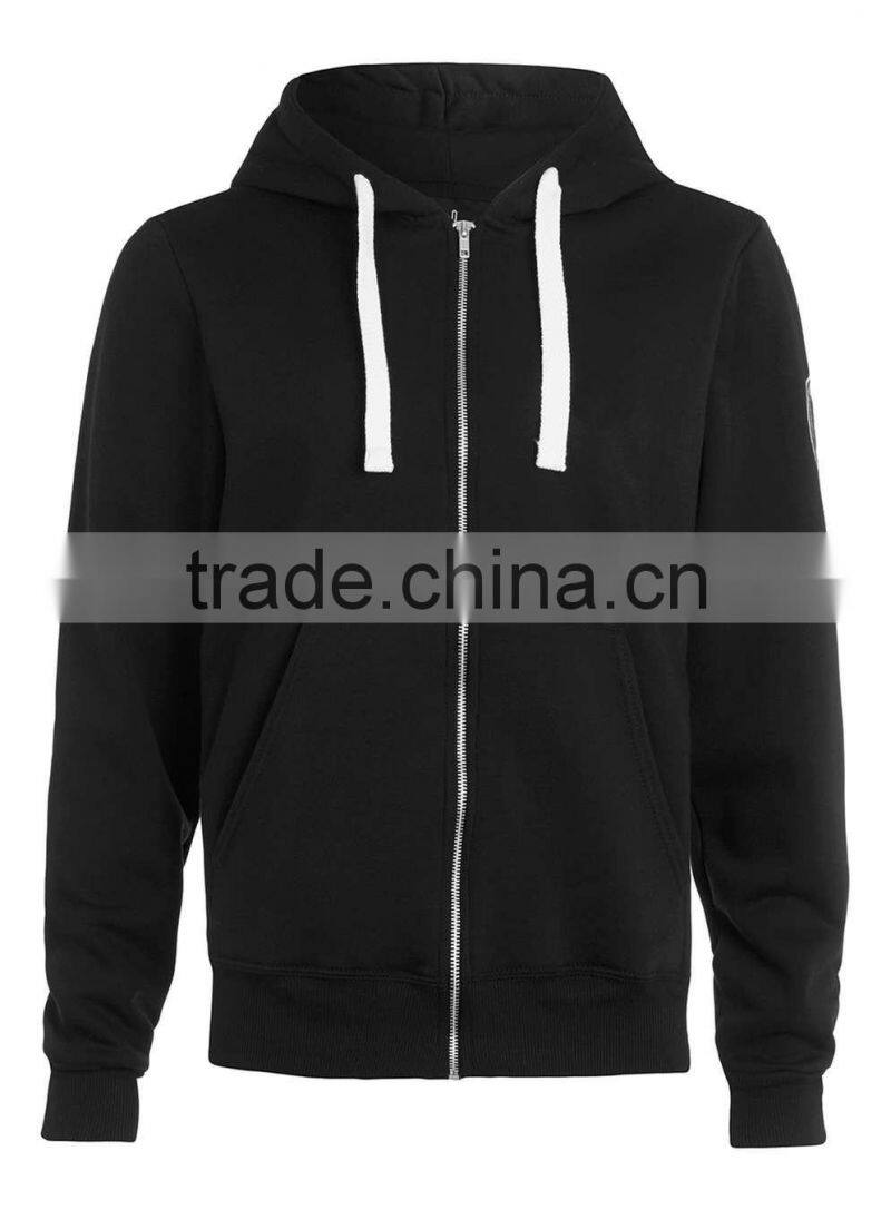 Cheap wholesale hoodies men's plain black hoodie manufacturer 2016