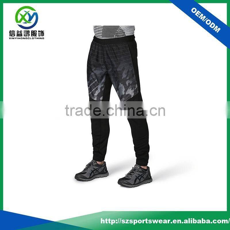 Popular style black color with camo sublimation pattern track pants, men jogger pants
