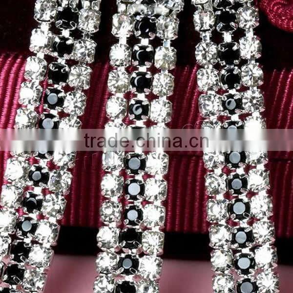 two tone nickel hand jewelry catenary Brass Rhinestone Cup Chain