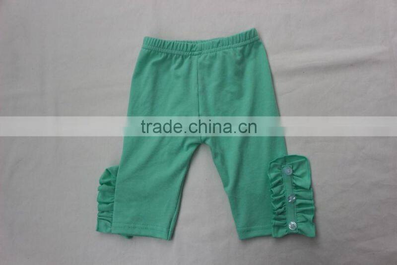 2017 Seasons Baby Girls Cotton Pants Beautiful Kids Girls Solid Color Capris Lace Ruffle