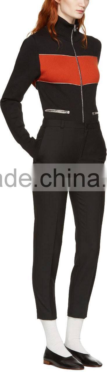 High Quality Colorblocked Long Sleeve Silk and Cotton Blended Jersey Sweater