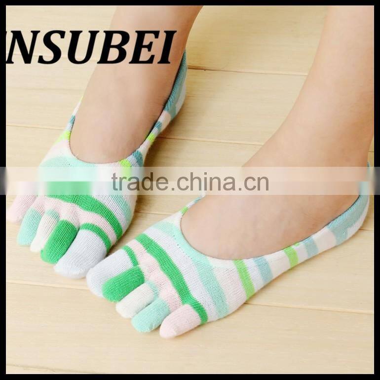 Japanese cotton striped socks shallow mouth invisible socks toe socks