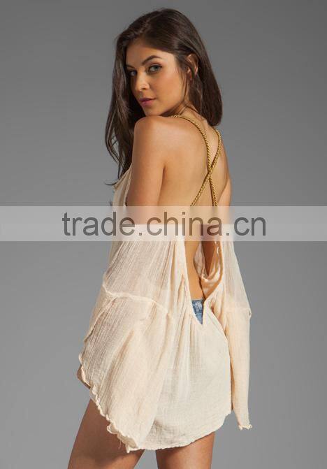 twisted shoulder straps drop back tops