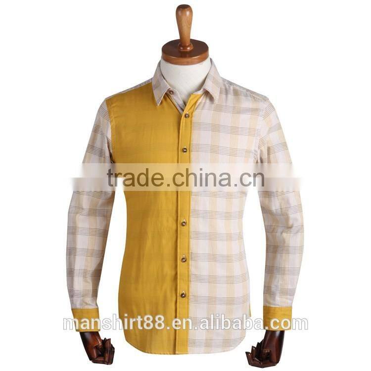 Latest designer checked and solid contrast front new men shirt