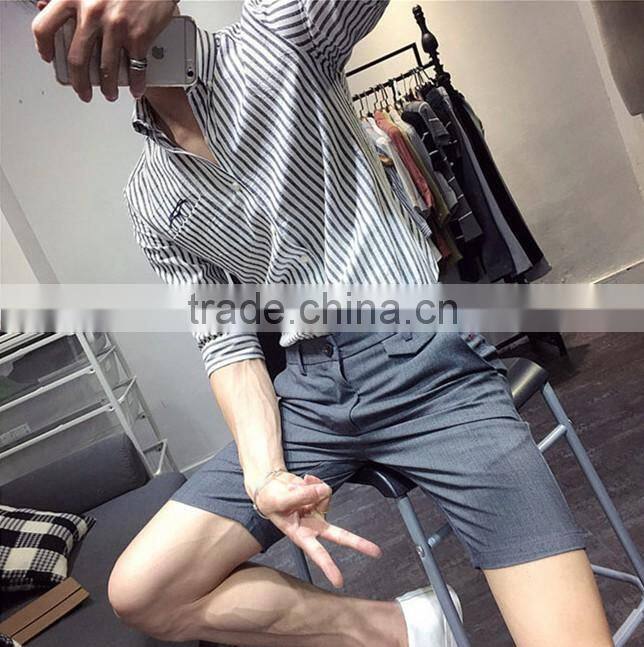 Cultivate one's morality men striped sleeves shirts washed cotton embroidery