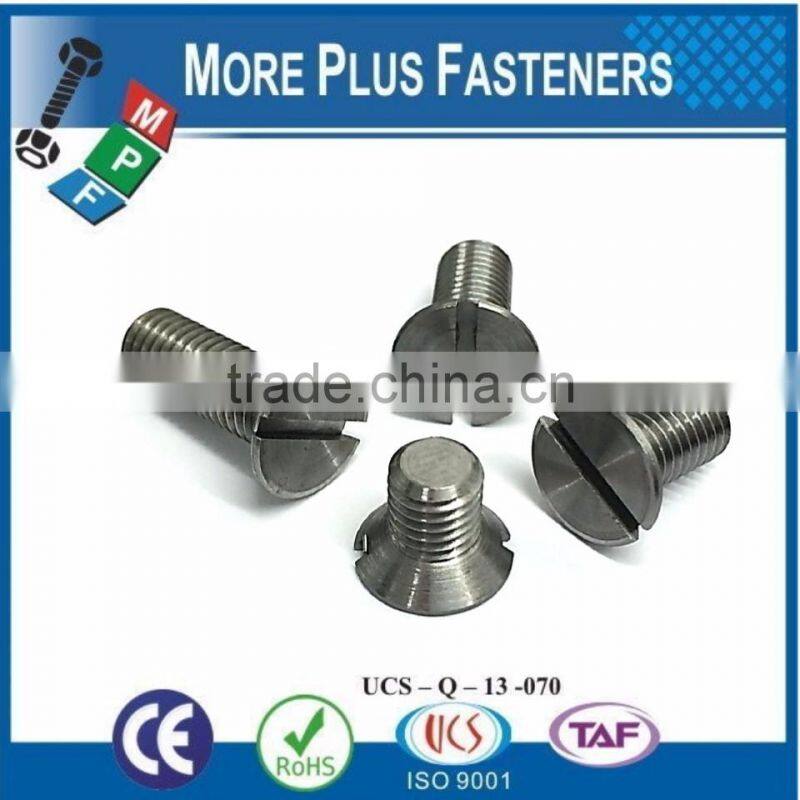 Made in Taiwan Slot Recessed Flat Countersunk Head Machine Screw