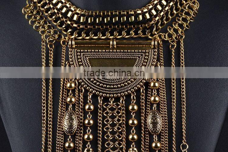 2016 indian handmade tribal tassel necklace in gold sliver color for women