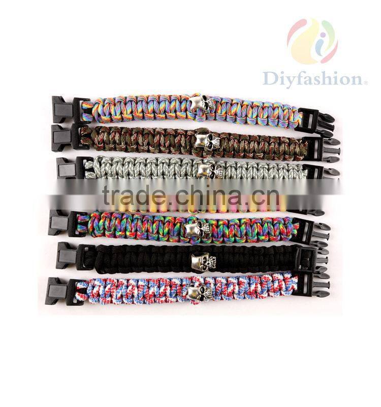 New Design Cheap Adjustable Stainless Custom In Paracord Bracelet PC6017-6