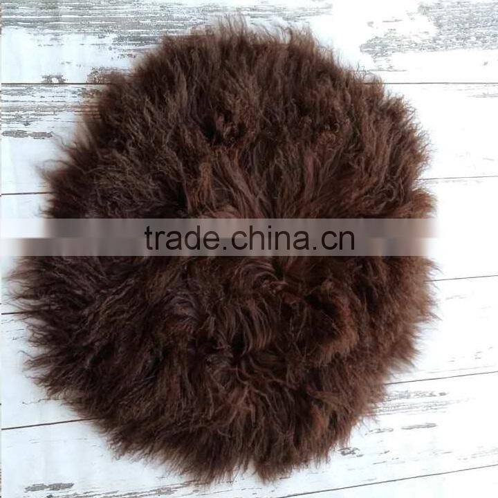 Curly round fur blanket Newborn ruffle wool layer backdrop Baby basket stuffer chunky blanket background Baby nest filler