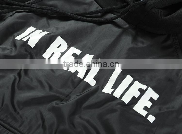 Cut And Sew Hoodie Two tone Print Long sleeve hoodie