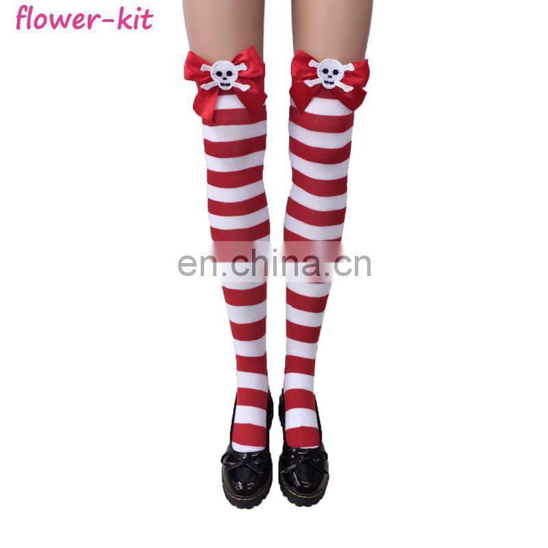 Korean Style Fashion Stripe Long High Tight Stcokings For Women