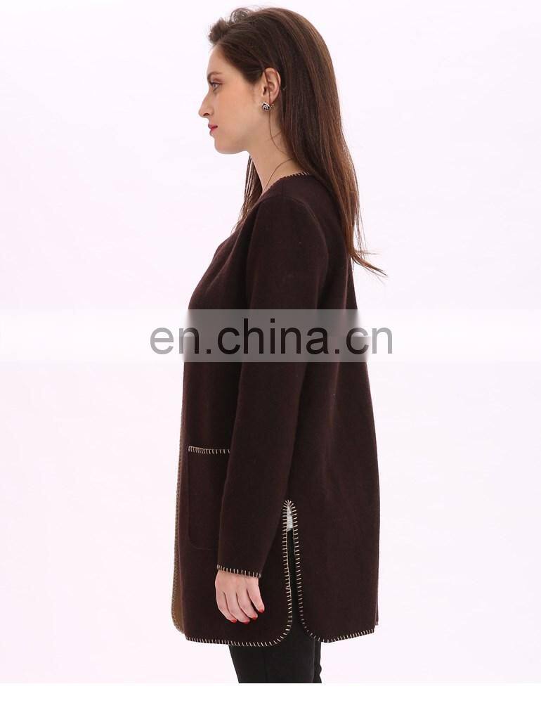 Classic Winter Outwear Thick Wool Cardigan Coat For Mature Women