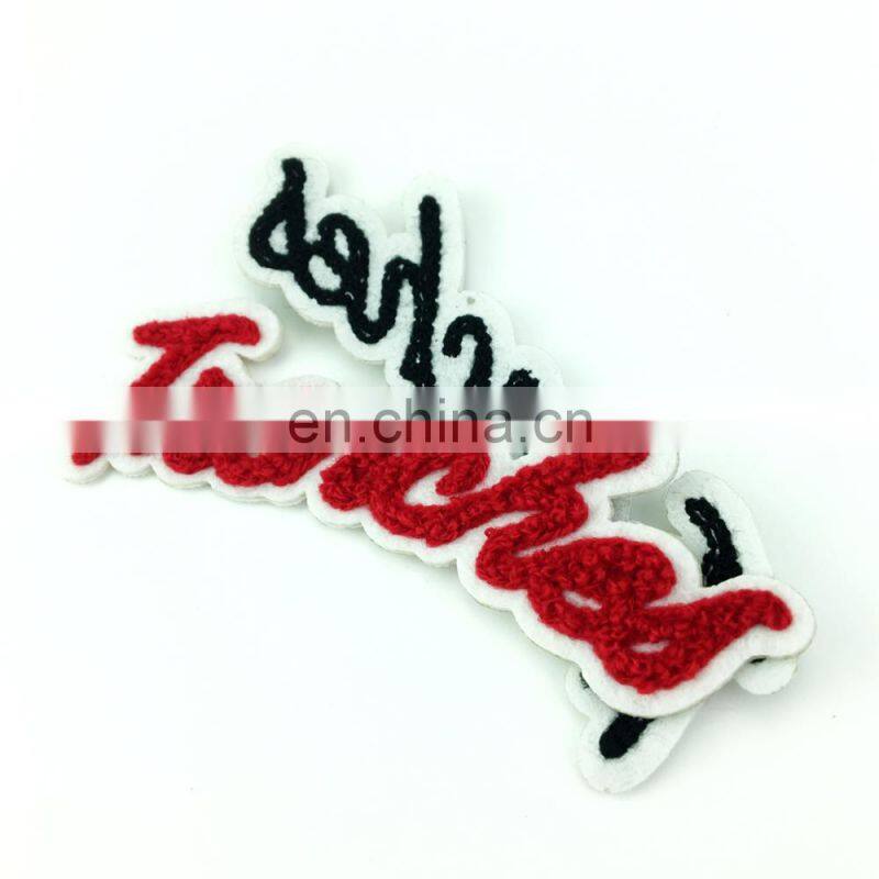 LOW MOQ towel patches for jacket Custom iron on embroidery towel patch