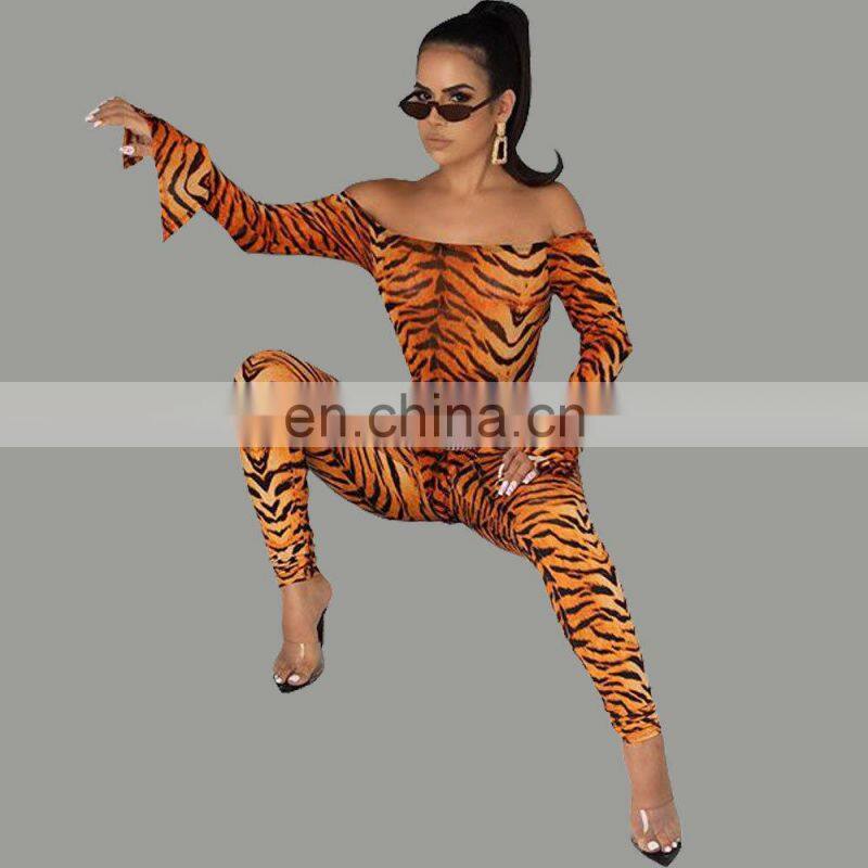 Hot Sale Women Adult Horn Sleeve Animal USD Dollar Print Tight Brazilian Sexy Club wear Bodysuit Jumpsuit