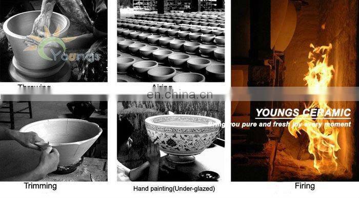 Hand painted big flower bathroom art ceramic porcelain hand wash face basin sink