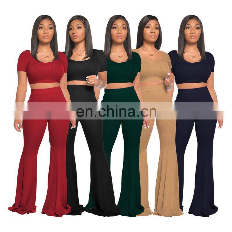 2021 Two Piece Set Women Clothing,2 Piece Set Women,Sexy Costumes Crop Top Matching Sets Outfit Two Piece Pants Set