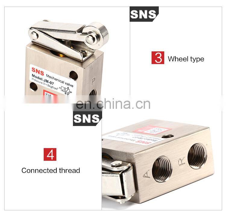 SNS Brand JM Series 3/2 manual directional control valve, mechanical control valve, pneumatic air control valve