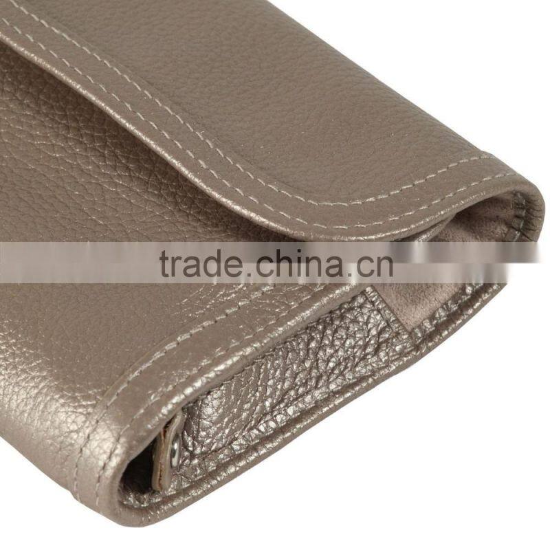 real pebbled leather ladies jewelry roll travel jewelry organizer bag wholesale