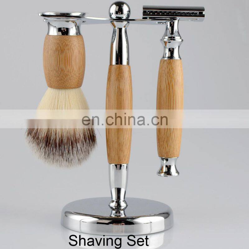 custom deluxe mens 3 blade reusable bamboo safety razor handle