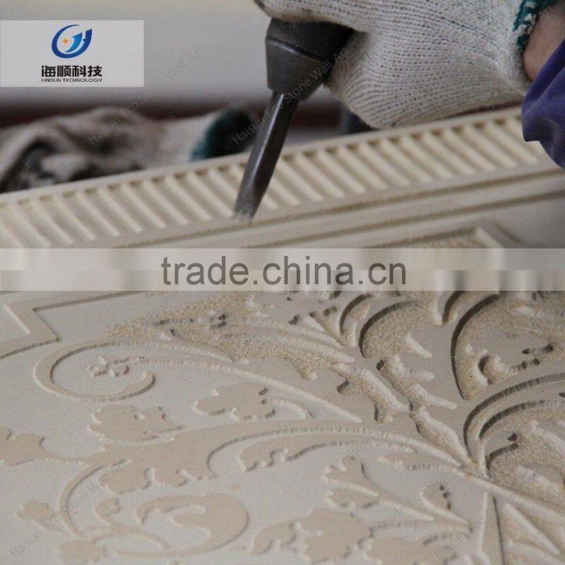 Classic Chinese series carved lotus pattern interior stone wall art