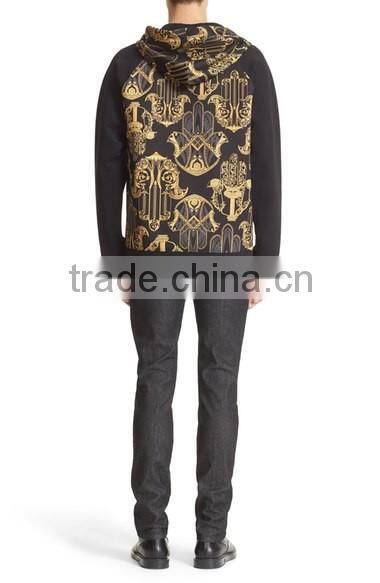 Custom Raglan Sleeve Graphic Print Neoprene Mens Hoodies