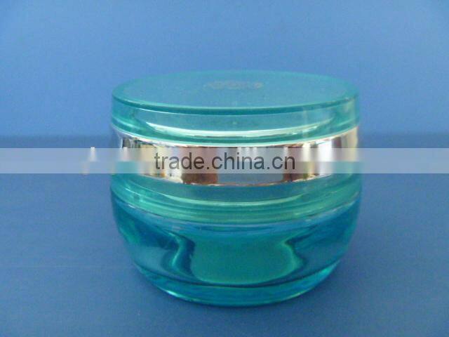 red glass cosmetic jars