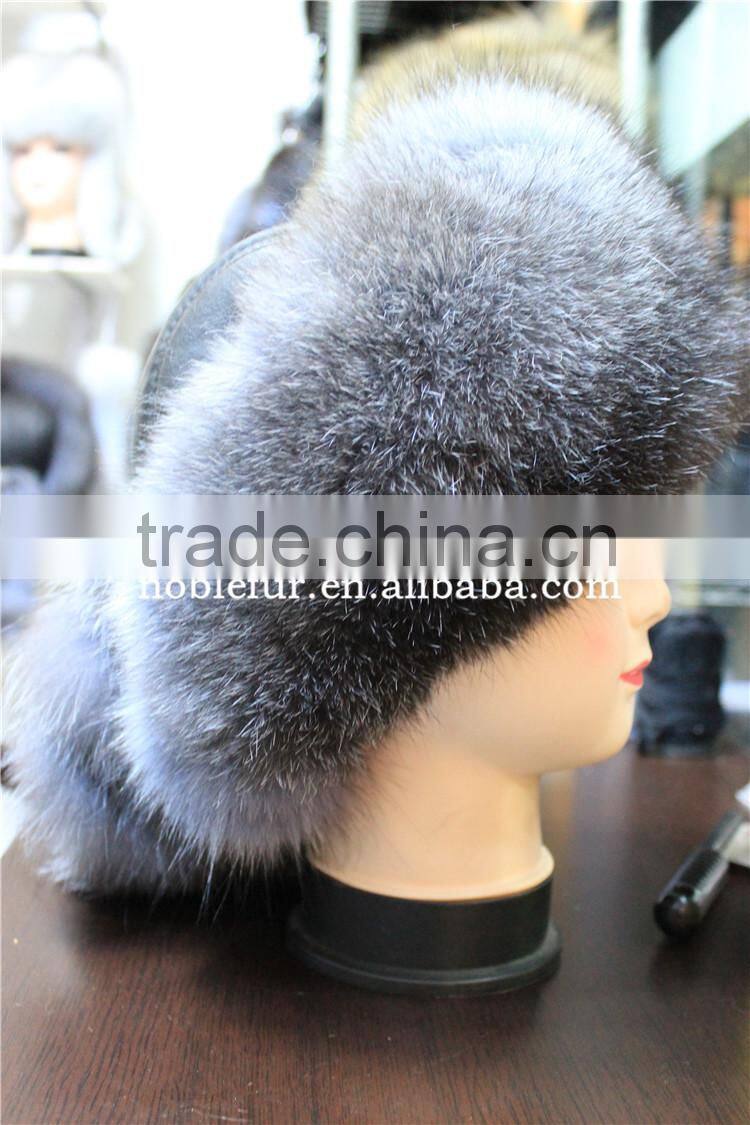 stylish silver fox Hats genuine leather Princess Headwear