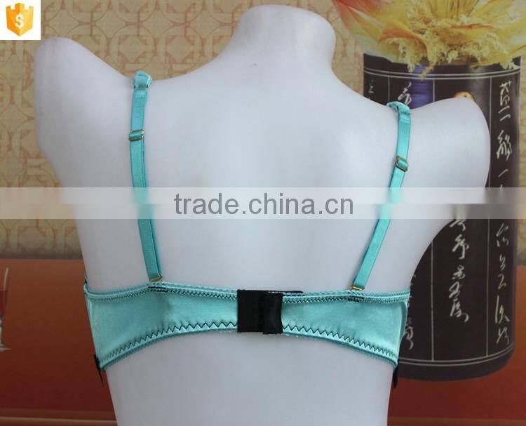 Blue satin mature bra,sexy lace full cup lady bra