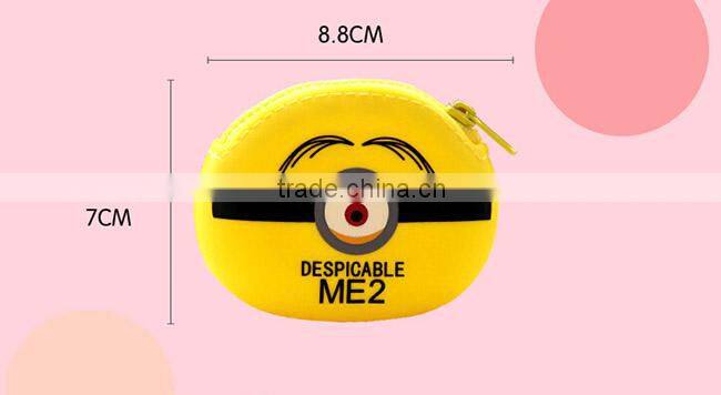 12years factory silicone minions purse/Yellow Minions purse/cartoon characters coin purse