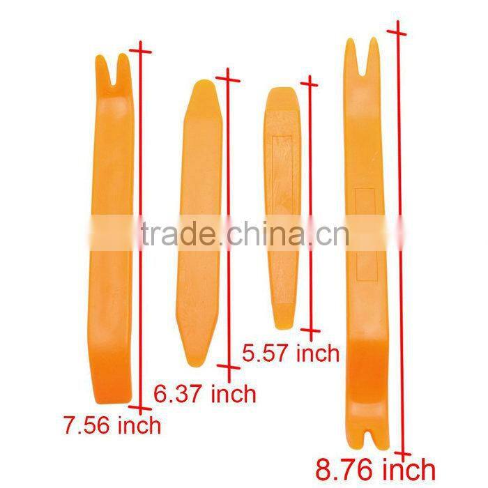 Universal 4pcs Car Radio Install Audio Removal Stereo Pry Tool Kit Orange Panel Trim Molding Removal Tool Set