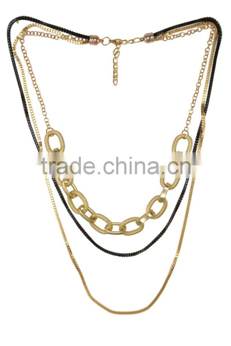 Layered Mulit Metal Strand/String Necklace