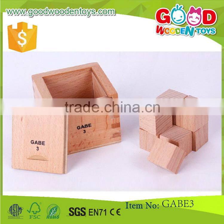hot sale kids toys 7*7*6.8cm size gabe toys OEM natural wooden divided cube