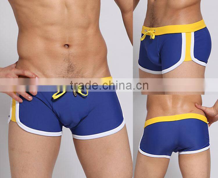 2015 Solid Men Knot Swimwear Plus size Swimwear Sexy Boxer Men Swimwear Short