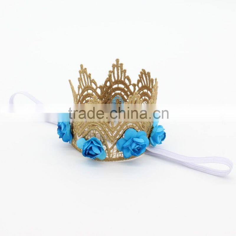 Hot-sales kids large crown Headband colorful crown flower headband wh-1795