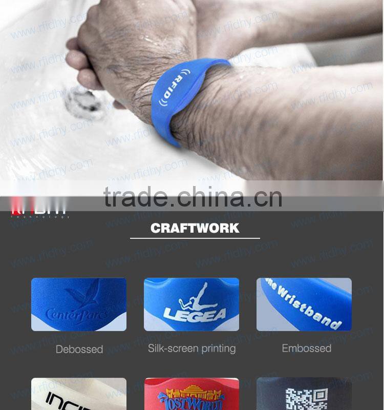 Printed Silicone Wristbands Tag RFID Wristbands for Amusement Parks
