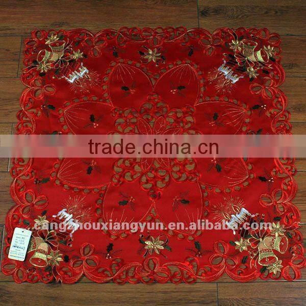 100% polyester embroidered table cloth for christmas
