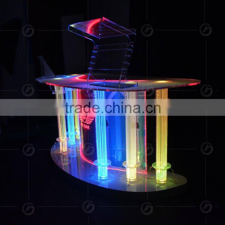 night bar acrylic LED table designs, night club dj facade, night bar booth, LED lectern with drawer