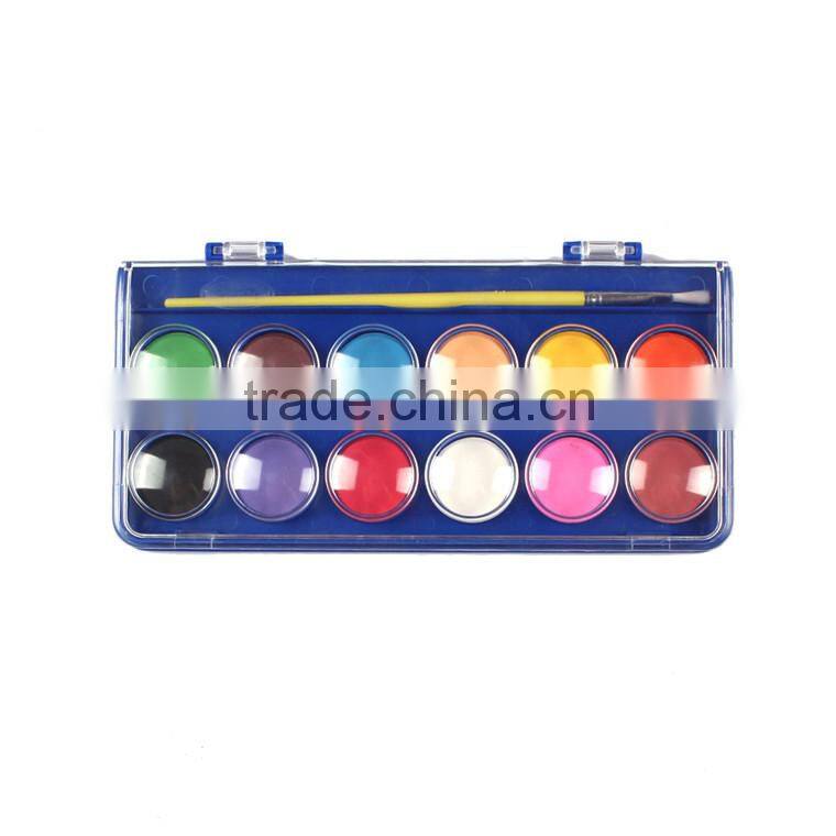 Wholesale Best Quality Cheap 12Colors Dry Water color Paint Set With Brush