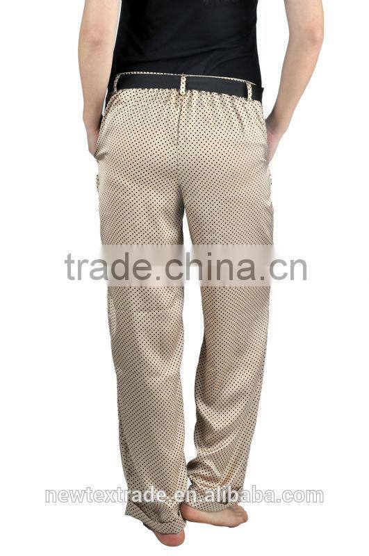 2015 Autumn/Winter family soft printed sleep pants wtih black belts lounge wear